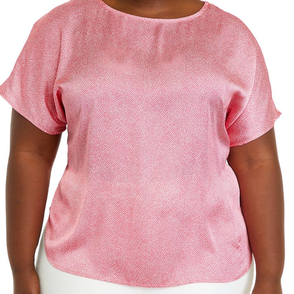 Anne Klein 
Plus Size Short Sleeve Boat Neck Blouse